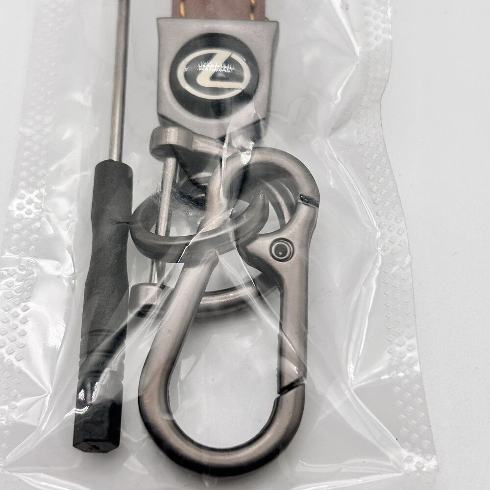 Leather Keychain for Lexus Brown Car Key Fob Holder Carabiner w/ Tool NEW